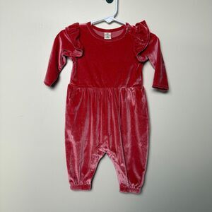 Tucker + Tate Pink Glitter Romper Velour Velvet 3M Baby Holiday Christmas Party